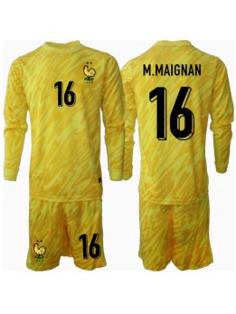 Frankreich Mike Maignan #16 Torwart Heimtrikotsatz für Kinder EM 2024 Langarm (+ Kurze Hosen)
